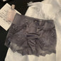 Large underwear women's high-waisted sexy lace mesh stitching ice silk satin mulberry silk crotch bowknot boxers Panties sexy