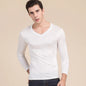 Birdsky, 1PC Men sleep tops long sleeve underwear Tee top T shirt V neck mulberry silk viscose 5 solid colors. S-935