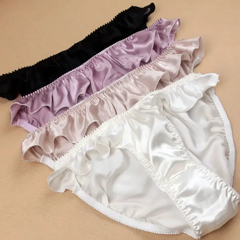 10pcs/lot mentrual panties high-end French silk  triangle middle waist mulberry silk, high fork without leg cramps underwear