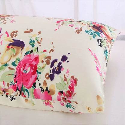 New 100% Nature Mulberry Floral Silk Pillowcase Zipper Pillow Case For Healthy Standard Queen King