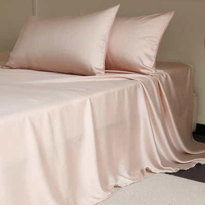 Mulberry Silk Bed Sheet Sets 4/6pcs Silky Bedding Set Luxury Fitted Sheet Flat Sheets Pillowcase Single Double King Queen Bed