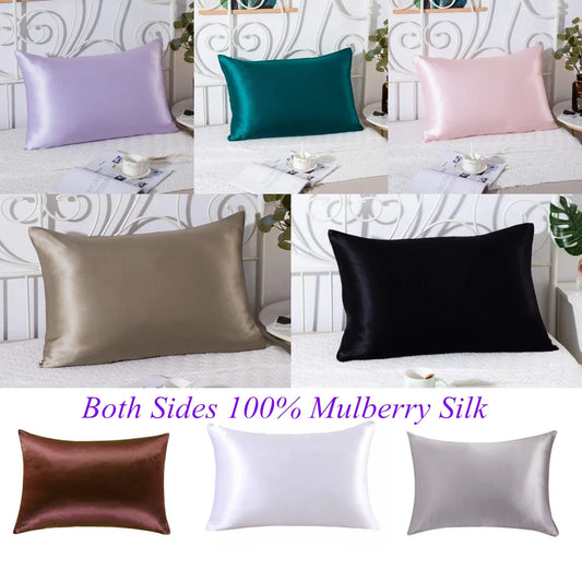 100% Both Sides Nature Mulberry Silk Pillowcase Zipper Pillowcases Standard Queen King Pillow case New Multicolor Pillow Covers