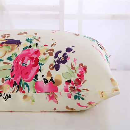 New 100% Nature Mulberry Floral Silk Pillowcase Zipper Pillow Case For Healthy Standard Queen King