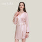 Birdtree 22Momme 100%Pure Mulberry Silk Mini Robe for Women Silky Sleepwear Ladies Elegant Nightgown Natural Pajamas P3D035QM