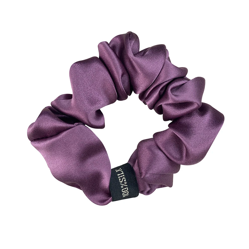 100% Pure Mulberry Silk Large Scrunchies Rubber Bands Hair Ties Gum Elastics Simple Pure Color for Women Girls 19 Momme 3.5CM