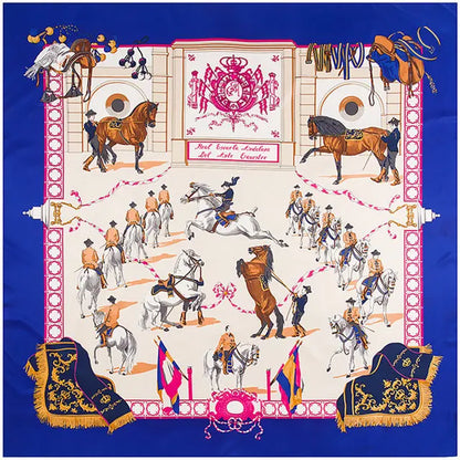 Luxury Brand 100% Twill Silk Scarf Multicolor Horse Square Scarf New Design Print Kerchief Women Neck Shawl Wraps Echarpe 130cm