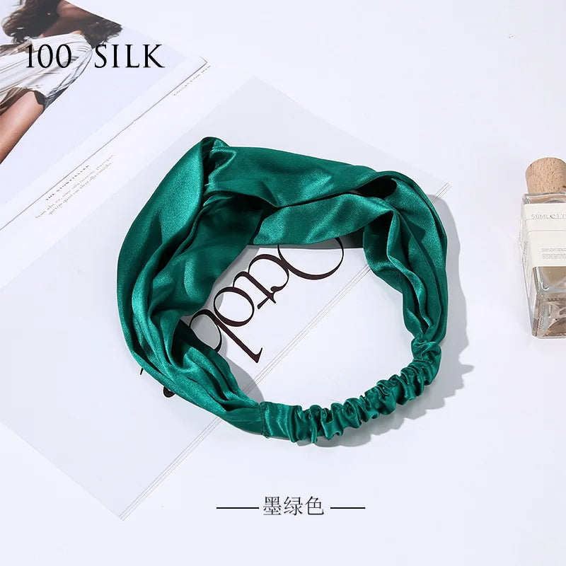 Natural Mulberry Silk Head Band Women Twist Turban Hair Band Bohimian Hairband Luxury 19 Momme Silk Head Wrap Girls Fashion Item