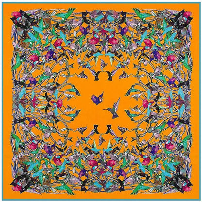 Luxury Brand 100% Twill Silk Scarf Multicolor Horse Square Scarf New Design Print Kerchief Women Neck Shawl Wraps Echarpe 130cm