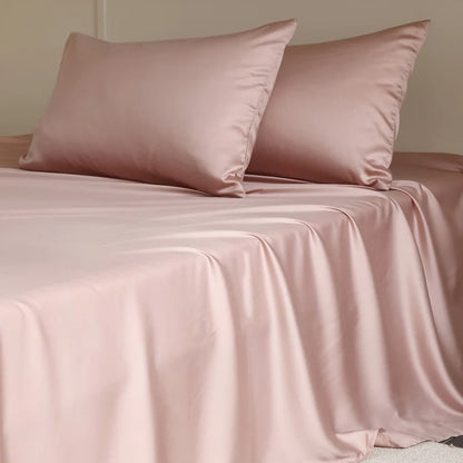 Mulberry Silk Bed Sheet Sets 4/6pcs Silky Bedding Set Luxury Fitted Sheet Flat Sheets Pillowcase Single Double King Queen Bed