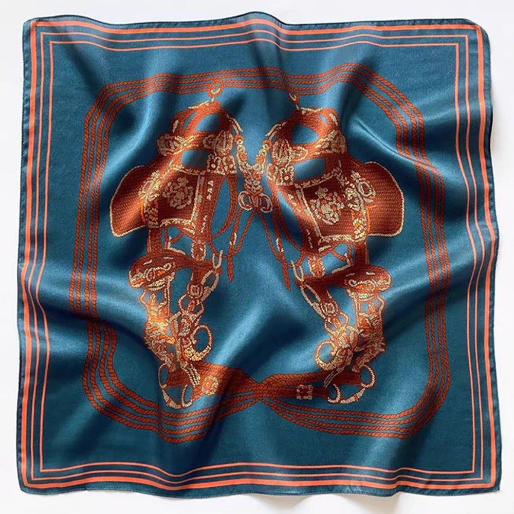 100% Pure Mulberry Silk Women Square Scarf Prints Headband Neckerchief Luxury Female Hair Ornament Female Bandana Scarves 53CM