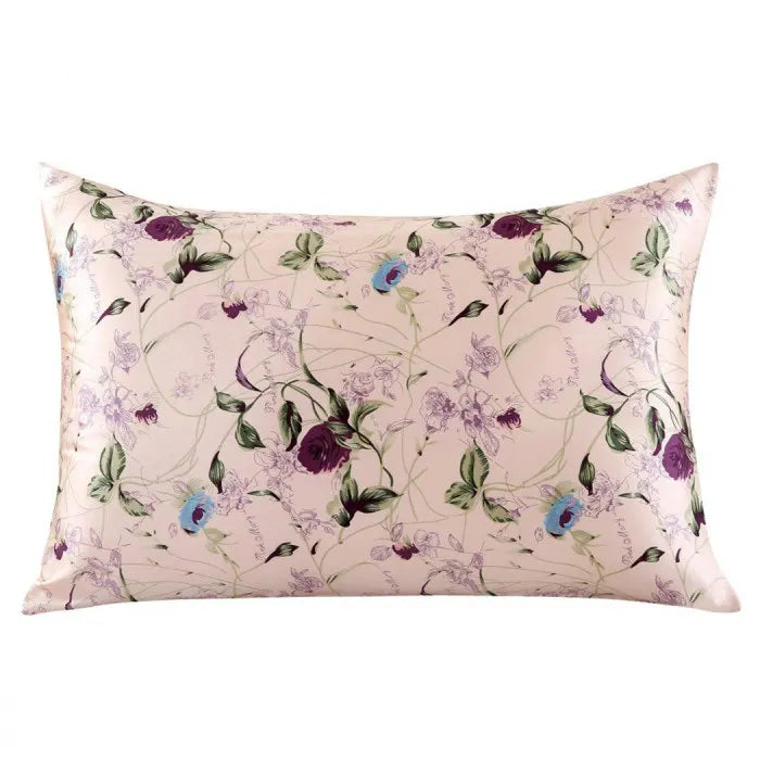 New 100% Nature Mulberry Floral Silk Pillowcase Zipper Pillow Case For Healthy Standard Queen King