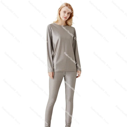 Applicable to Radiation-Proof Clothes Long Sleeve Long Johns Set Silver Fiber Anti-Electromagnetic Radiation Underwear