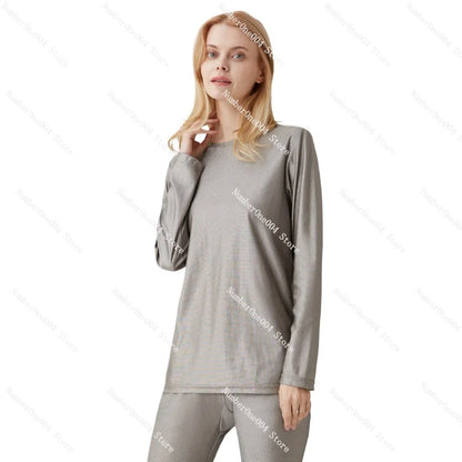 Applicable to Radiation-Proof Clothes Long Sleeve Long Johns Set Silver Fiber Anti-Electromagnetic Radiation Underwear