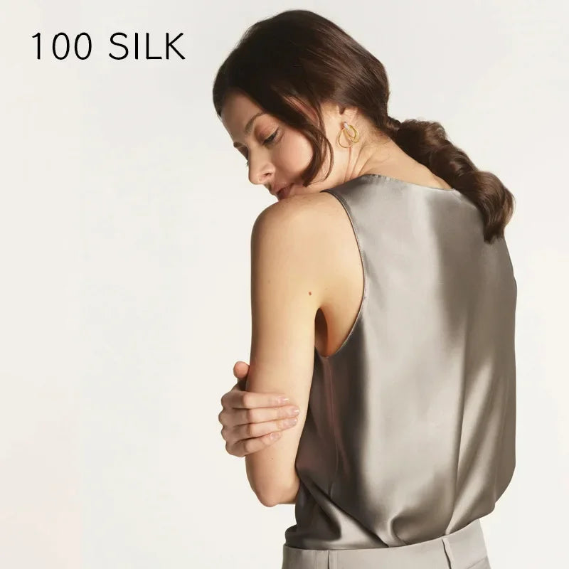 22MM 100% Silk Camis Vest Summer Inner Wear Women Sleeveless Camisole Underwear Mulberry Silk Tank Top Satin Straps Vest Shirt