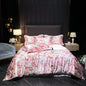 Natural Silk Bedding Set Luxury Silky Satin Duvet Cover Set Single Double Queen King Size Printing Quilt Cover Set