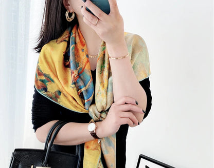 Natural Mulberry Silk Scarf Luxury Designer Hems Rolled Shawls Bandanas Tops Accessories Head Neck Scarves 110 Oversized Foulard