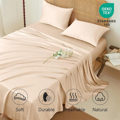 Mulberry Silk Bed Sheet Sets 4/6pcs Silky Bedding Set Luxury Fitted Sheet Flat Sheets Pillowcase Single Double King Queen Bed